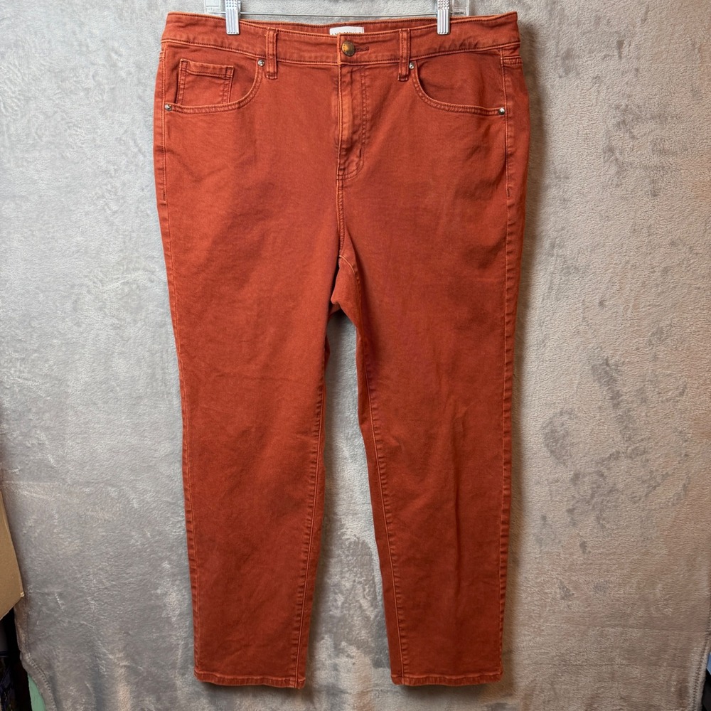 Lane Bryant Jeans Womens 16 Orange Signature Straight High Rise Stretch Casual
